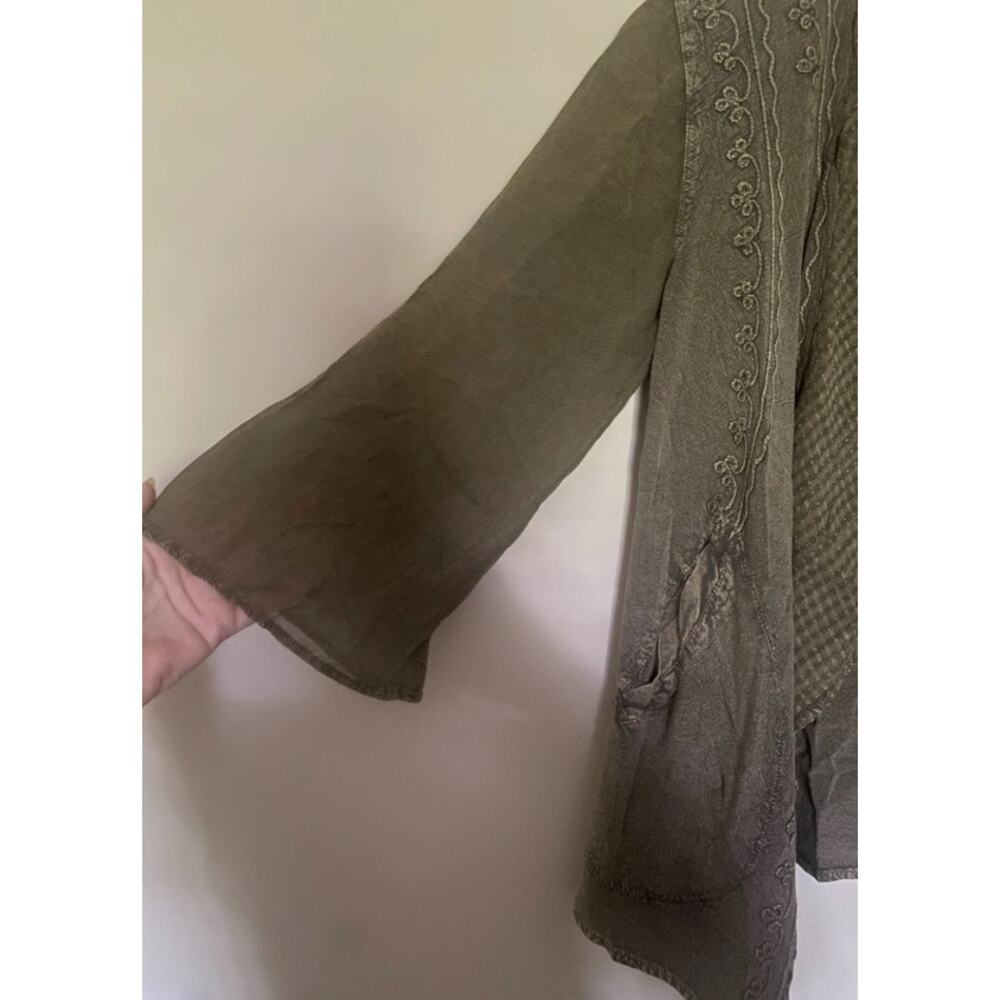 Young Threads Olive Embroidered Waterfall Kimono L NWT - Rustic Romance - Picture 5 of 9